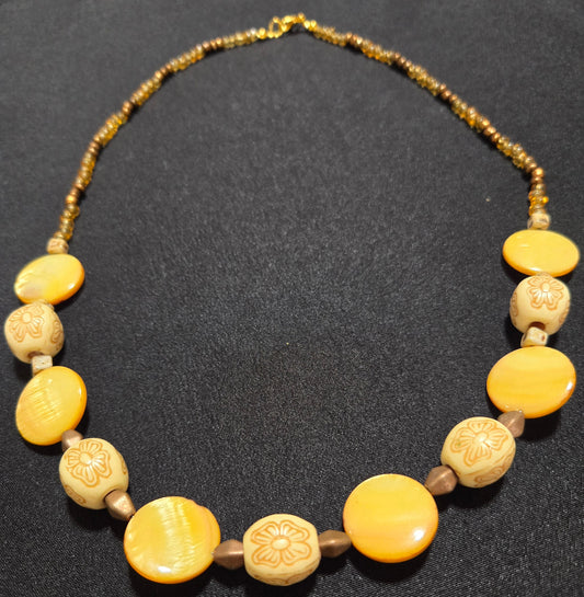 Apricot color disk bead necklace