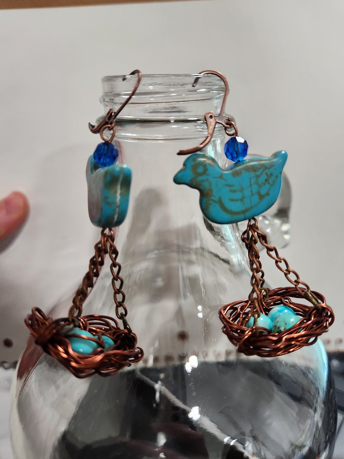 Birds Nest Earrings Blue