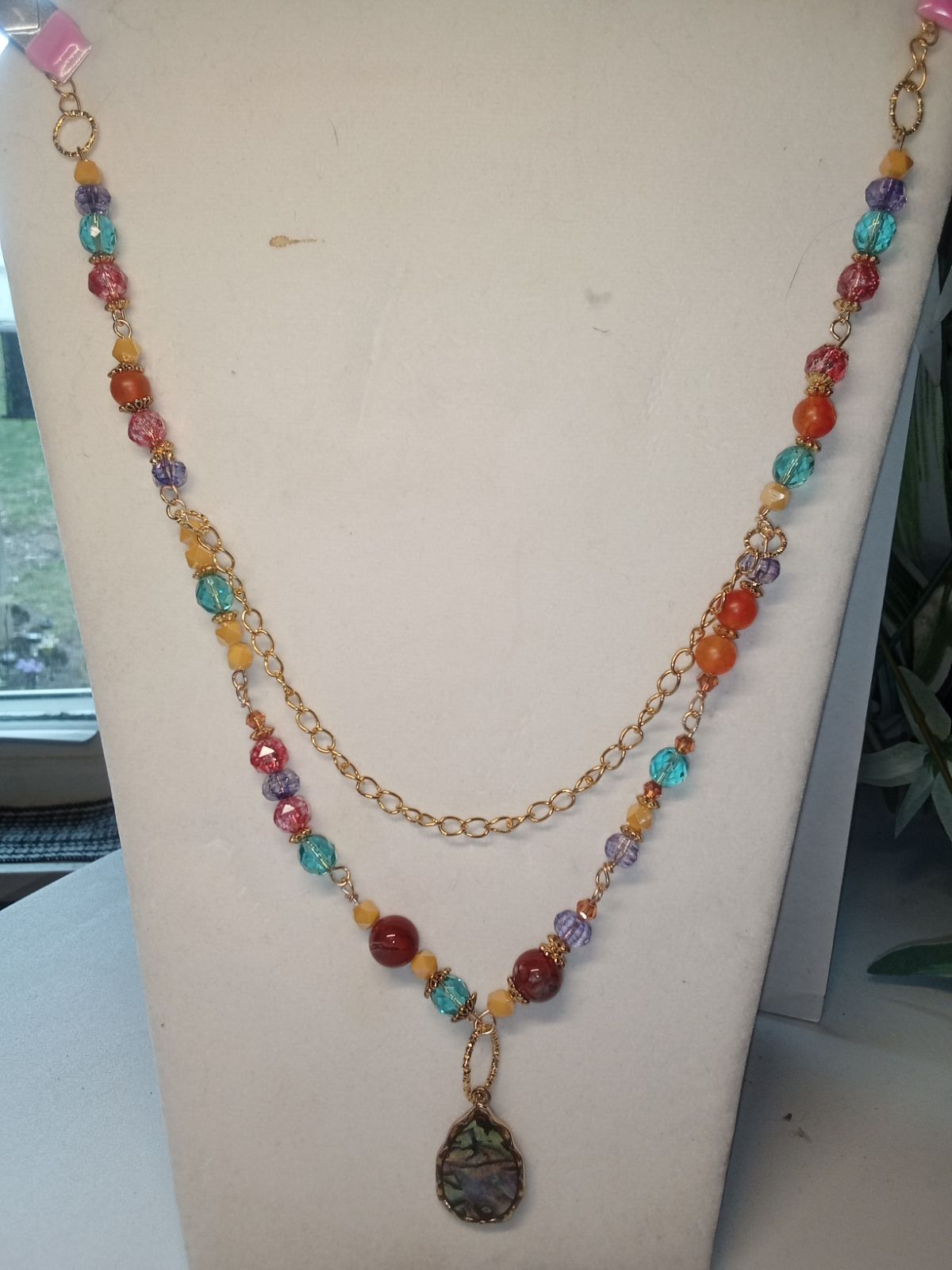 Double chain pendant necklace