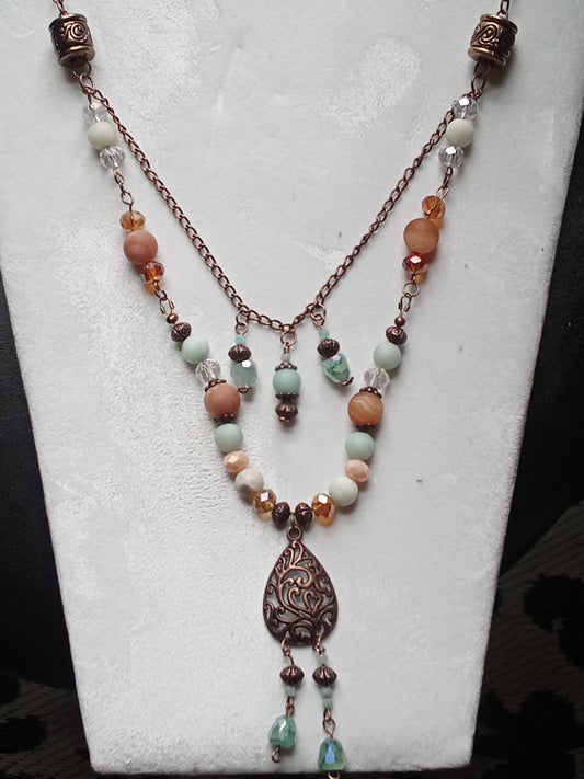 Amazonite double copper necklace