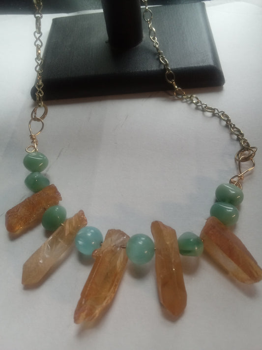 Honey-Amber Crystal Necklace