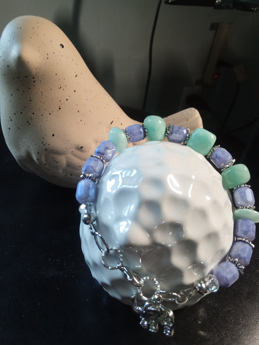 Lavender and aqua bracelet