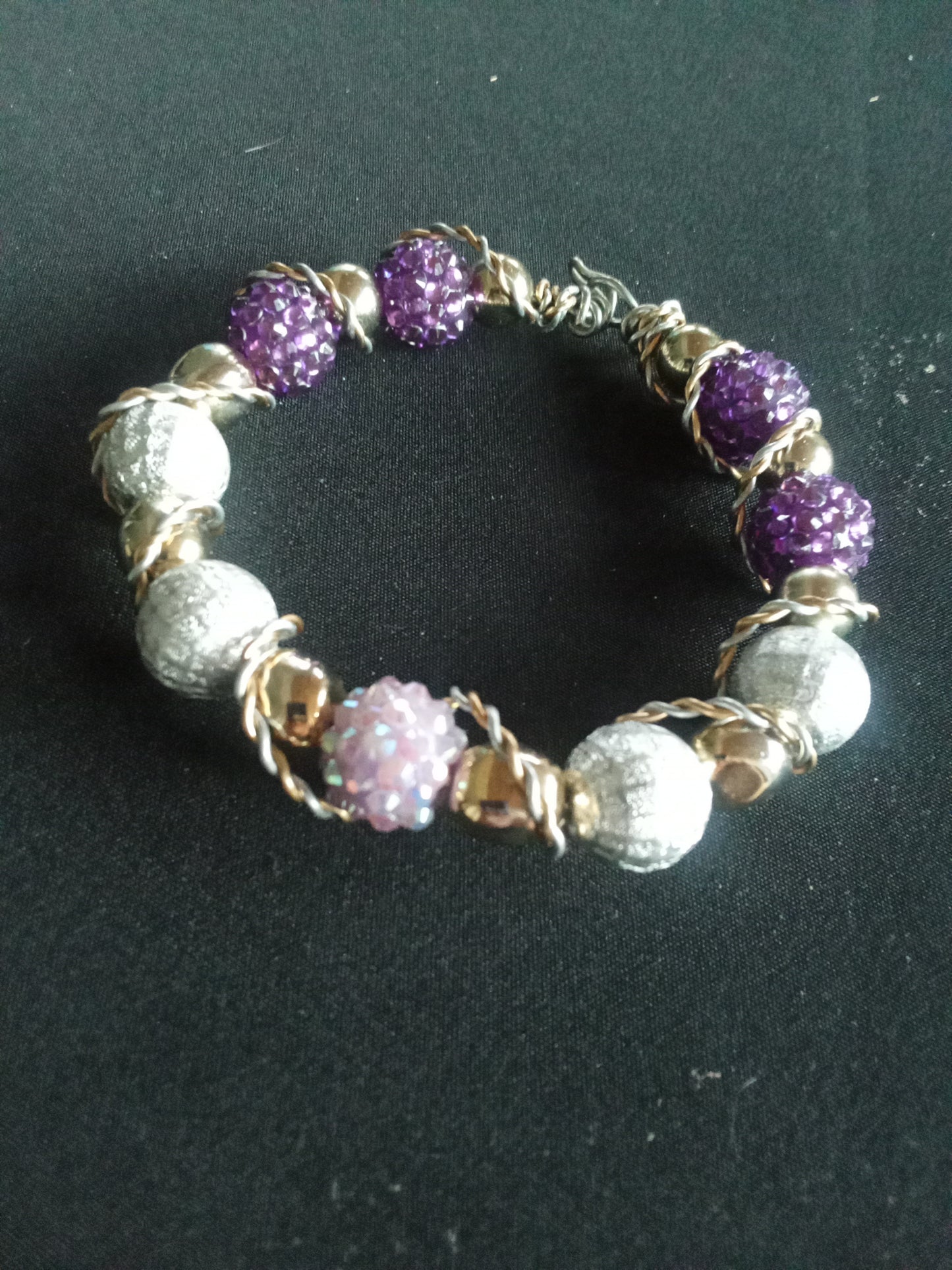 Festive party purple/silver/gold bracelet