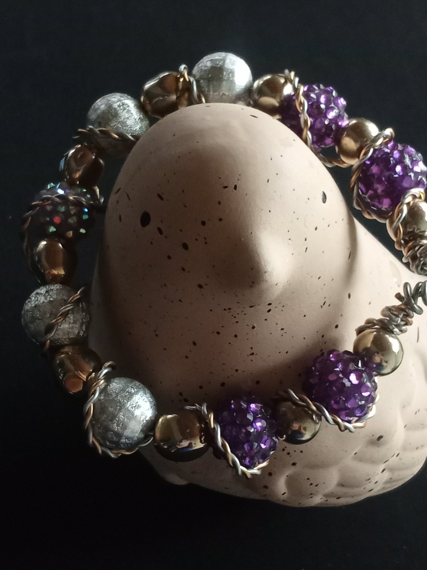 Festive party purple/silver/gold bracelet