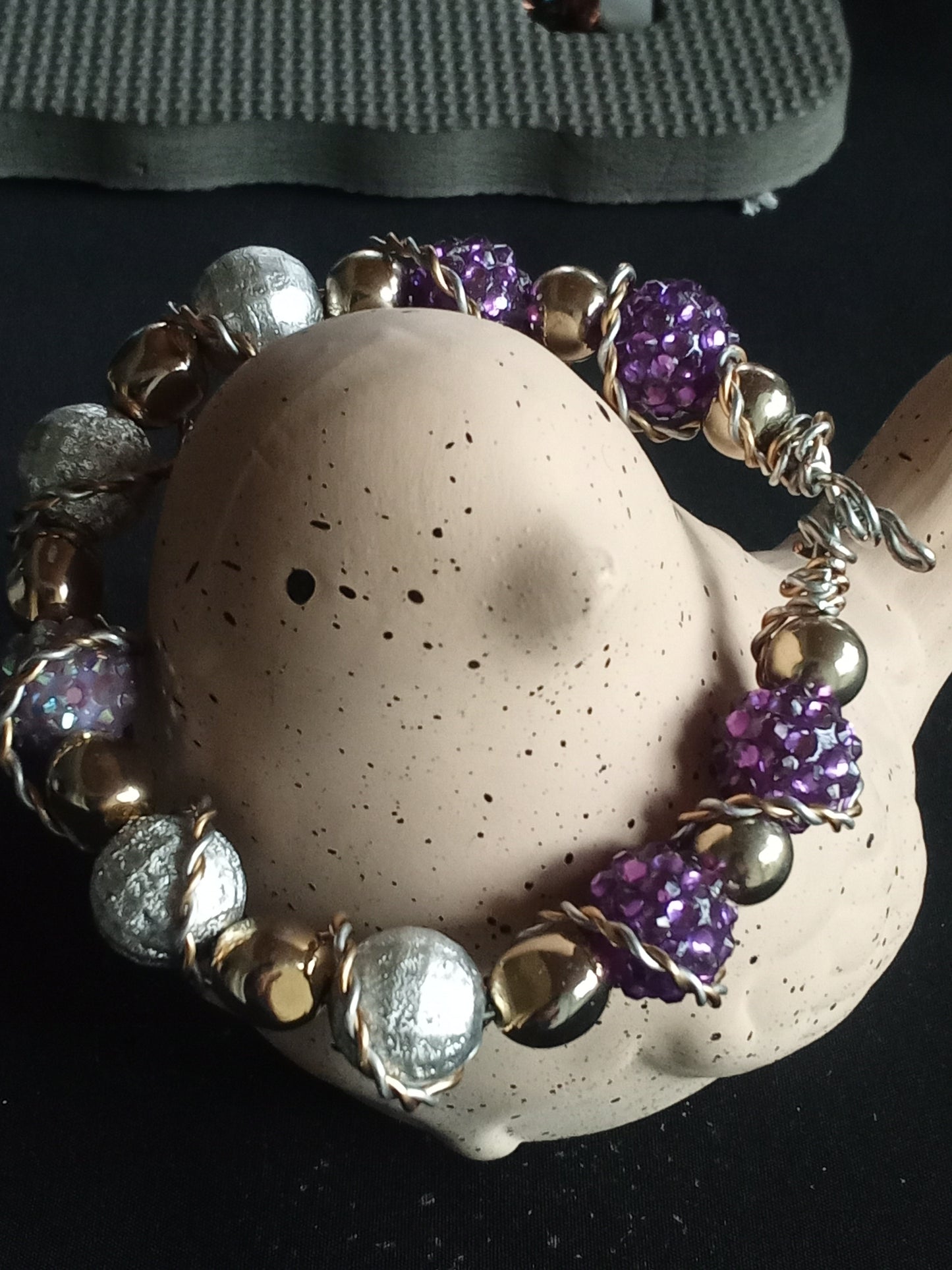 Festive party purple/silver/gold bracelet