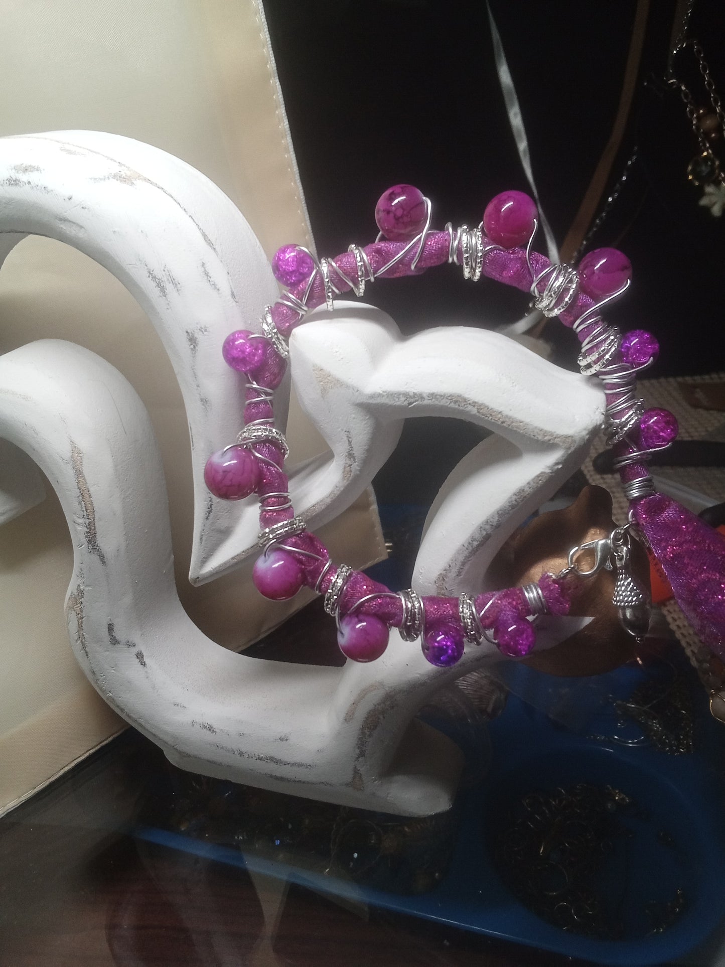 Purple Fuschia Dream mesh wire bracelet