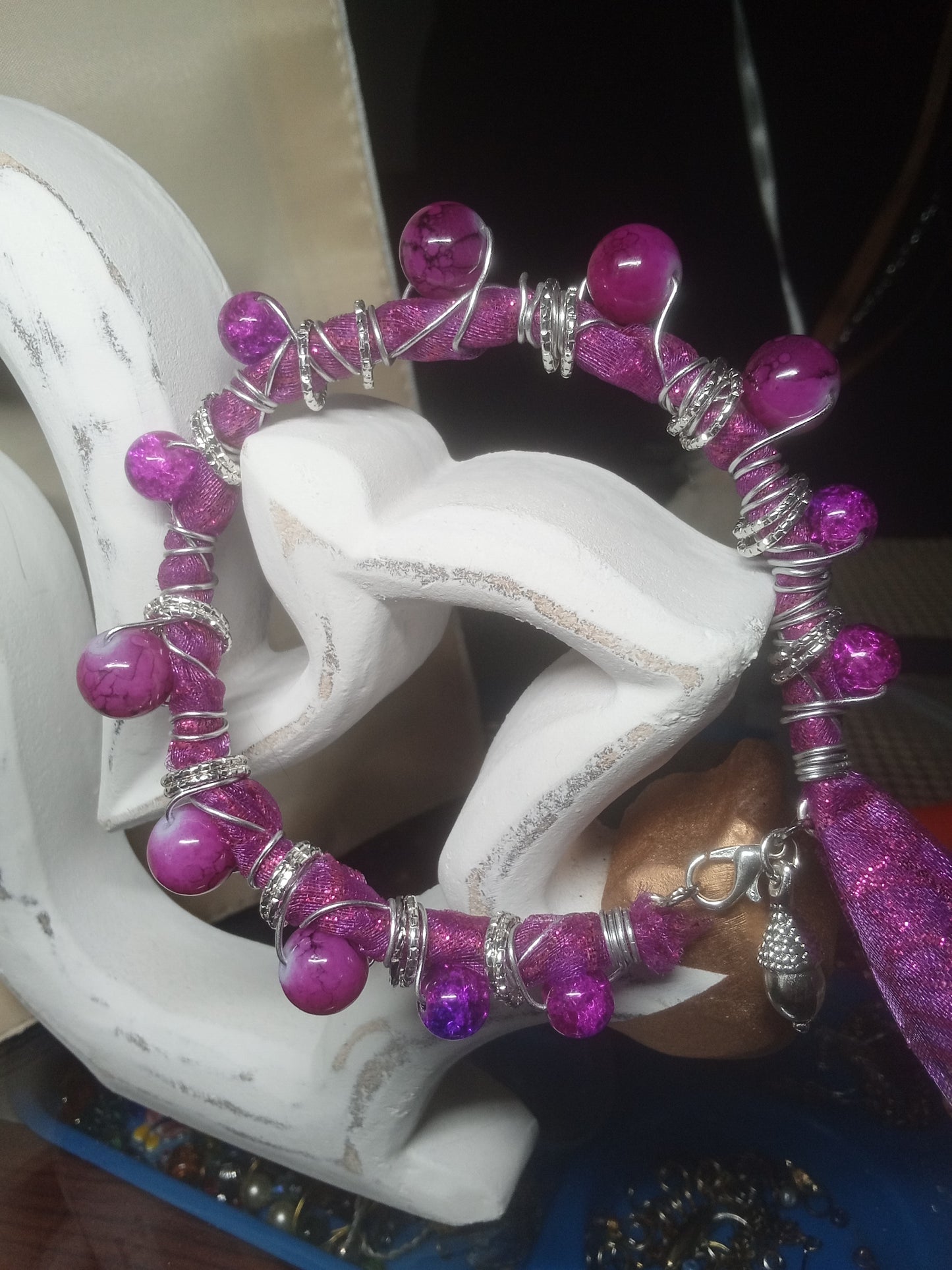 Purple Fuschia Dream mesh wire bracelet