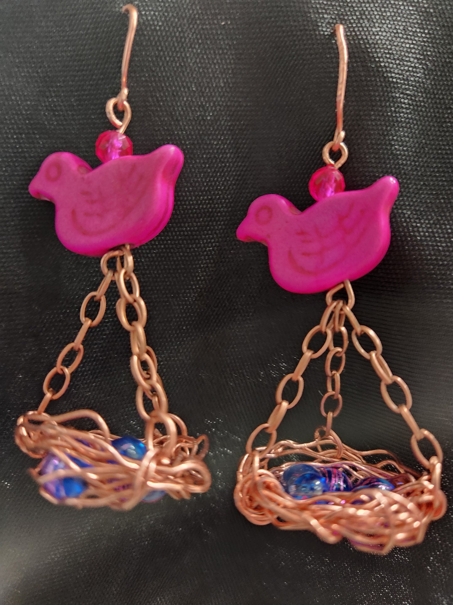 Birds Nest Earrings Pink