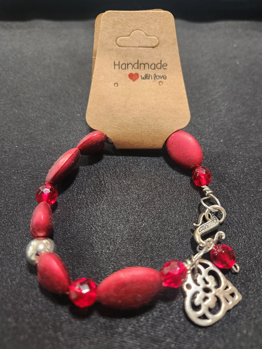 Red Crystal Beaded Wire Bracelet